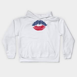 Red White Blue Lips Independence Day Patriotic Family Kids Hoodie